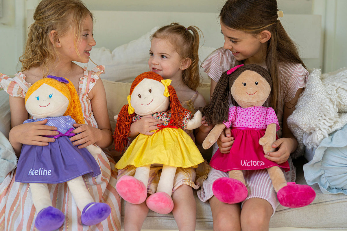 Becky Large Ragdoll - Soft 35cm Cuddly Doll With Heart Pattern Dress, Perfect For Kids