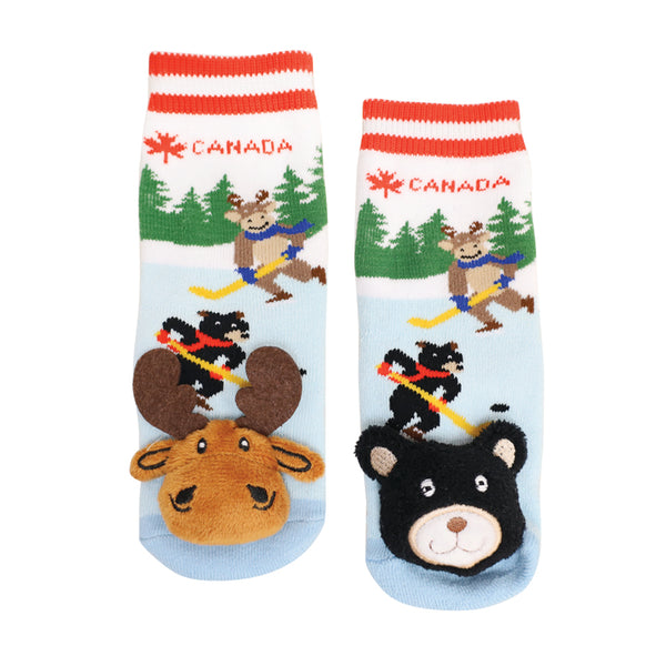 Messy Moose Socks, Canada Hockey Mis-match Socks, 6 Pack