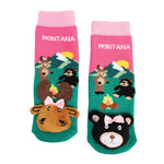 Messy Moose Socks, Montana Campfire Pink Socks, 6 Pack