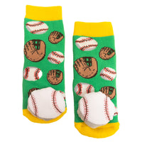 Messy Moose Socks, Baseball Green Socks, 6 Pack