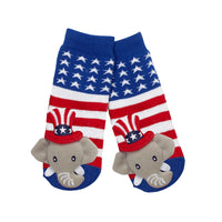 Messy Moose Socks, Stars & Stripes Elephant, 6 Pack