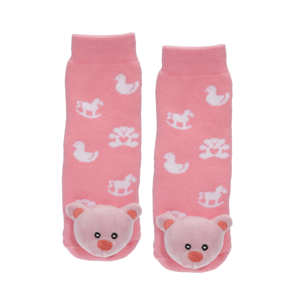 Messy Moose Socks, Pink Bear, 6 Pack