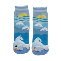 Messy Moose Socks, Blue Dolphin, 6 Pack