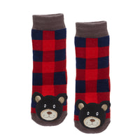 Messy Moose Socks, Plaid Black Bear, 6 Pack