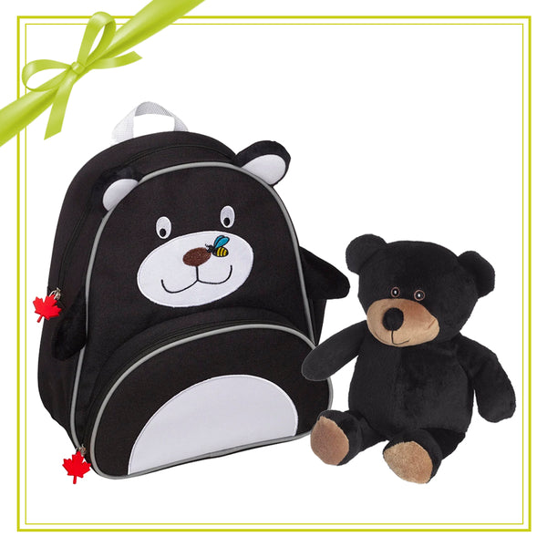 Gift Set - Black Bear Backpack & Mini Plush